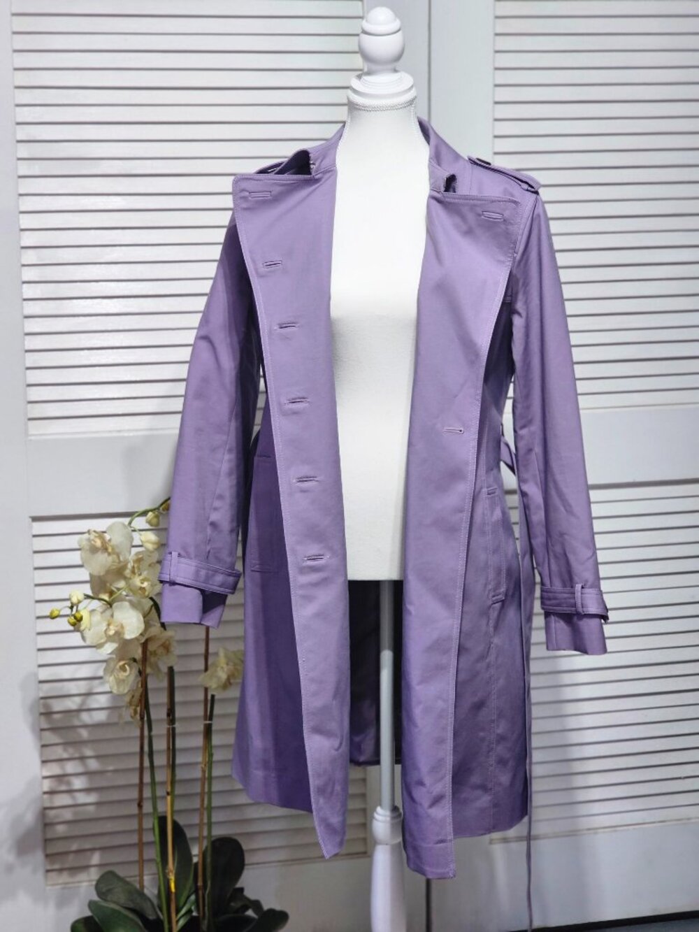NWOT Hobbs London Women's Lavender Saskia Double-Breasted Trench Coat Sz 10 3299 - Picture 11 of 16